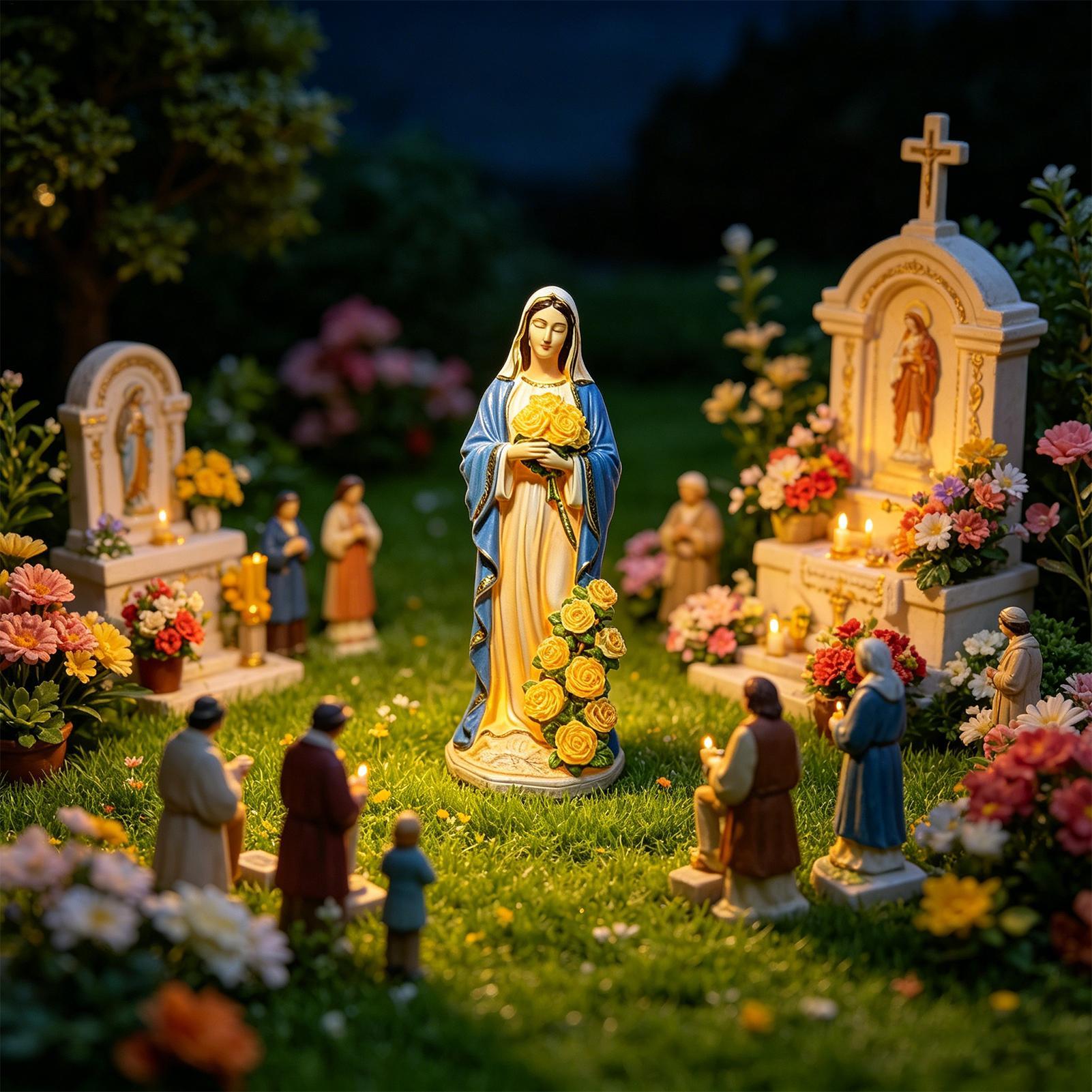 รูปปั้นพระแม่มารีพลังงานแสงอาท - Resin Crafts บทวิจารณ์และราคา