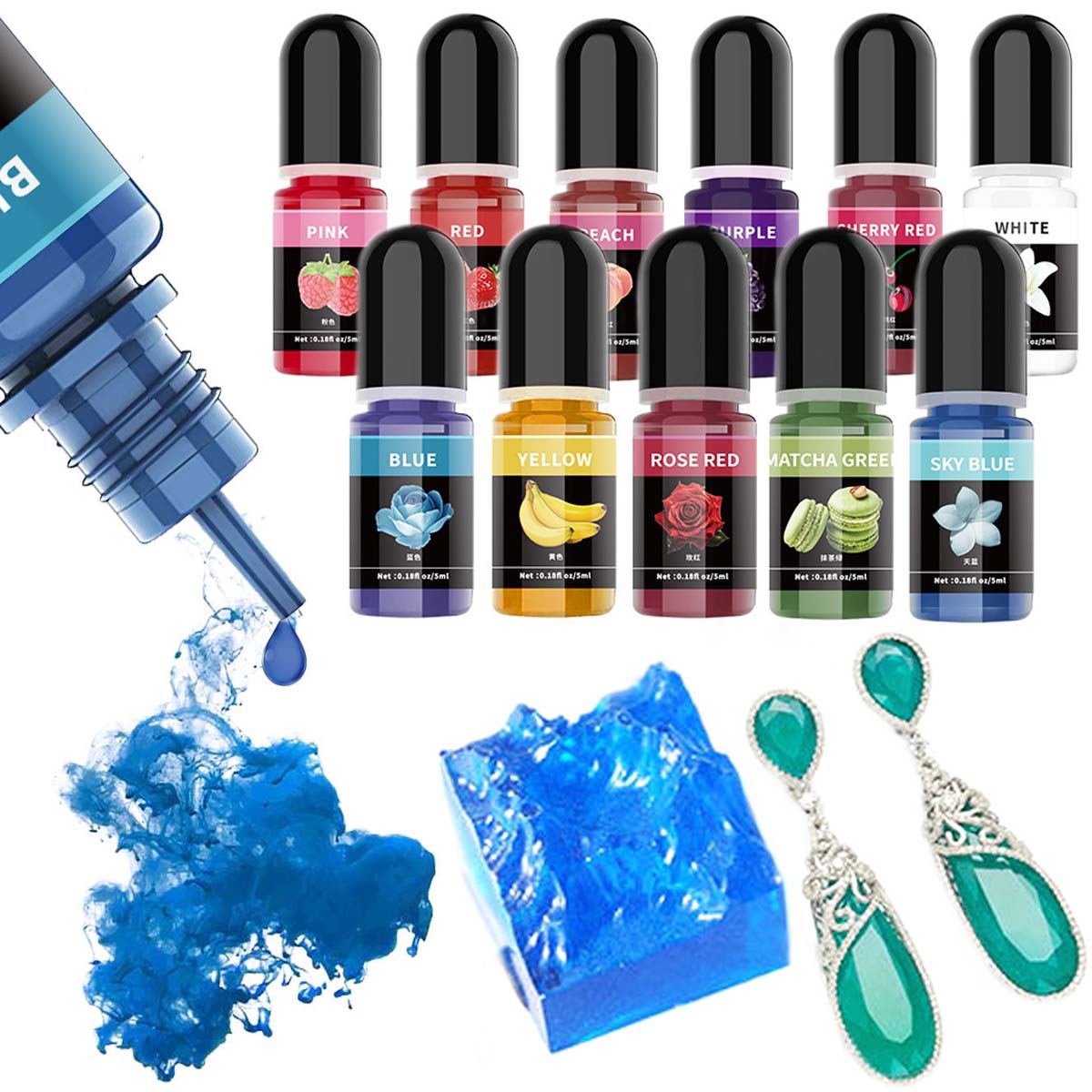 5 ml/ขวดอีพ็อกซี่เรซิ่นPigment - Epoxy Uv Resin Kit บทวิจารณ์และราคา